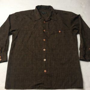 Alberto Celini milan italy Men’s 2xl Shirt Hand Tailor brown geometric designer